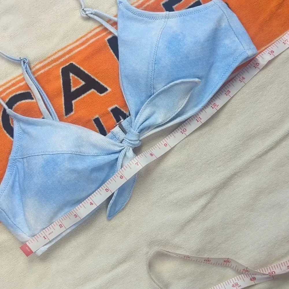 Celebrity Pink Blue & White Tie Dye Bikini Top - Picture 9 of 16